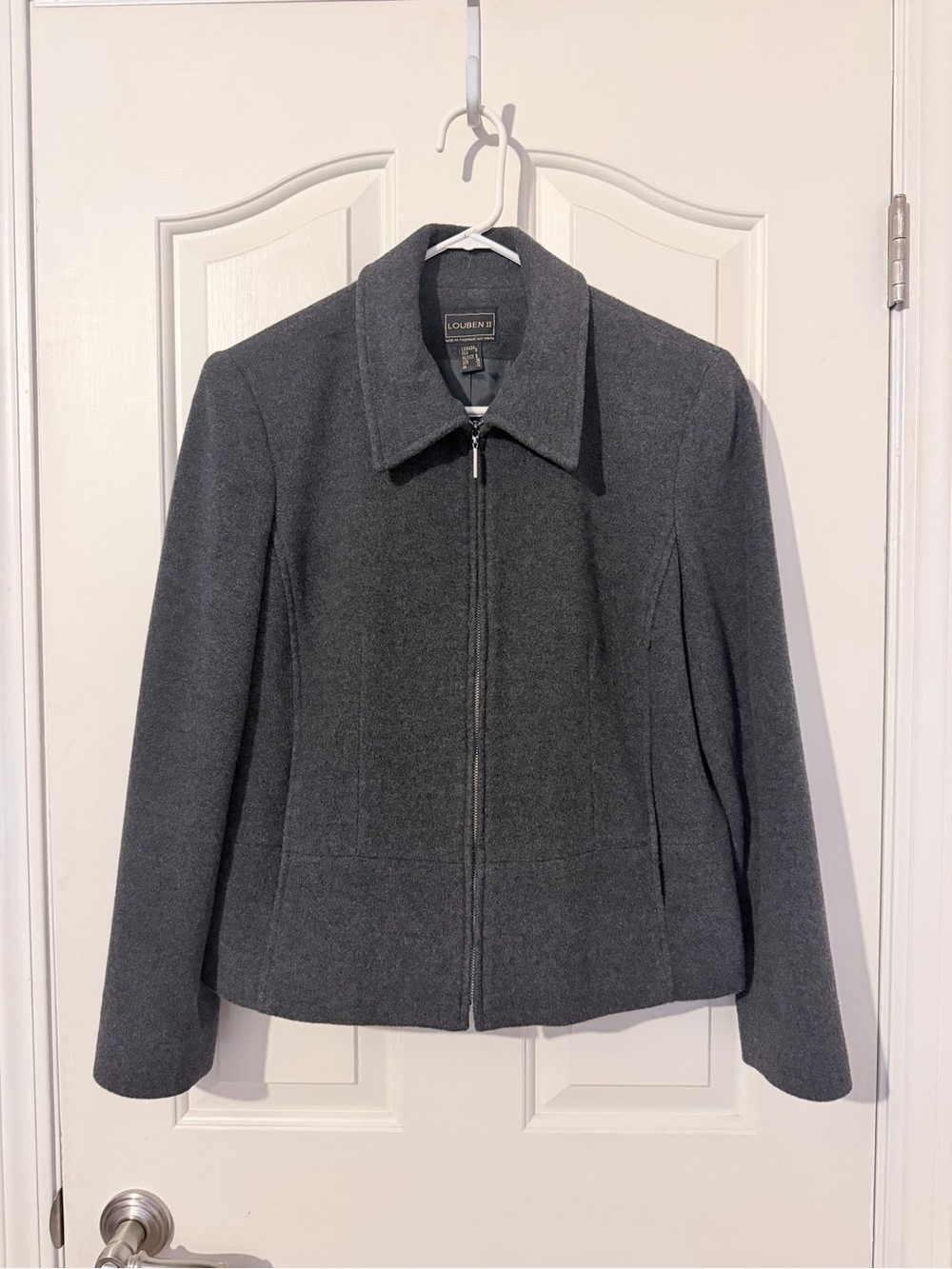 Louben II Grey Wool Cashmere Blend Zip Jacket Size 8